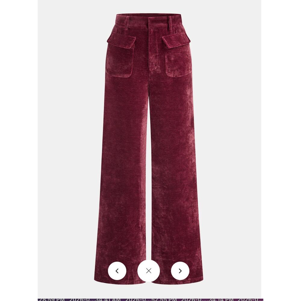 Commense Velvet Pocket Straight-Leg Pants Sz M